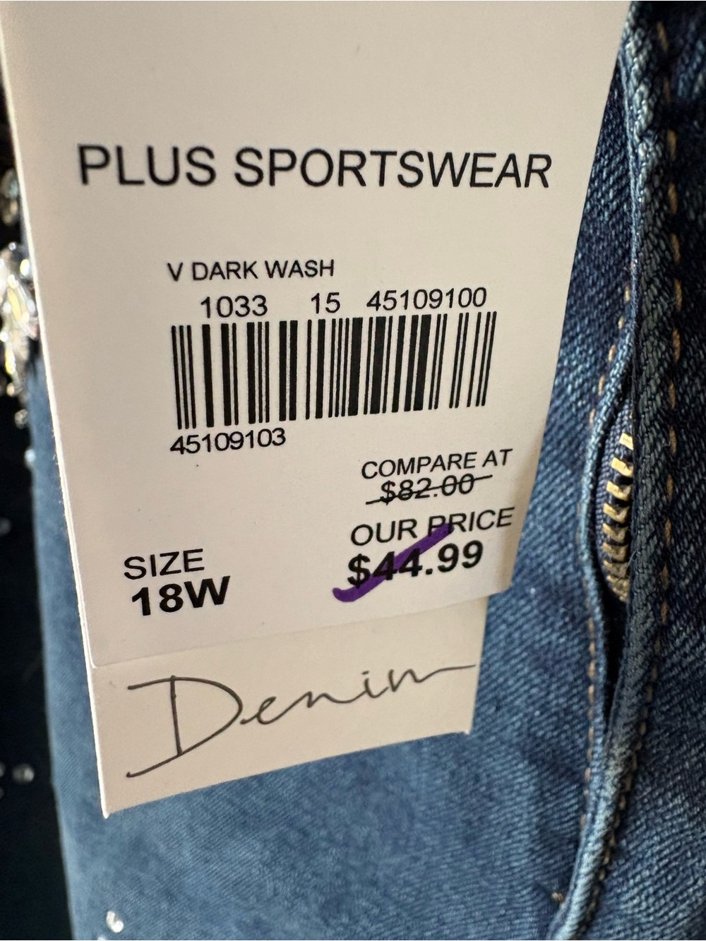 Cato Blue Skinny Jeans with Crystal Floral Accents - Picture 9 of 9